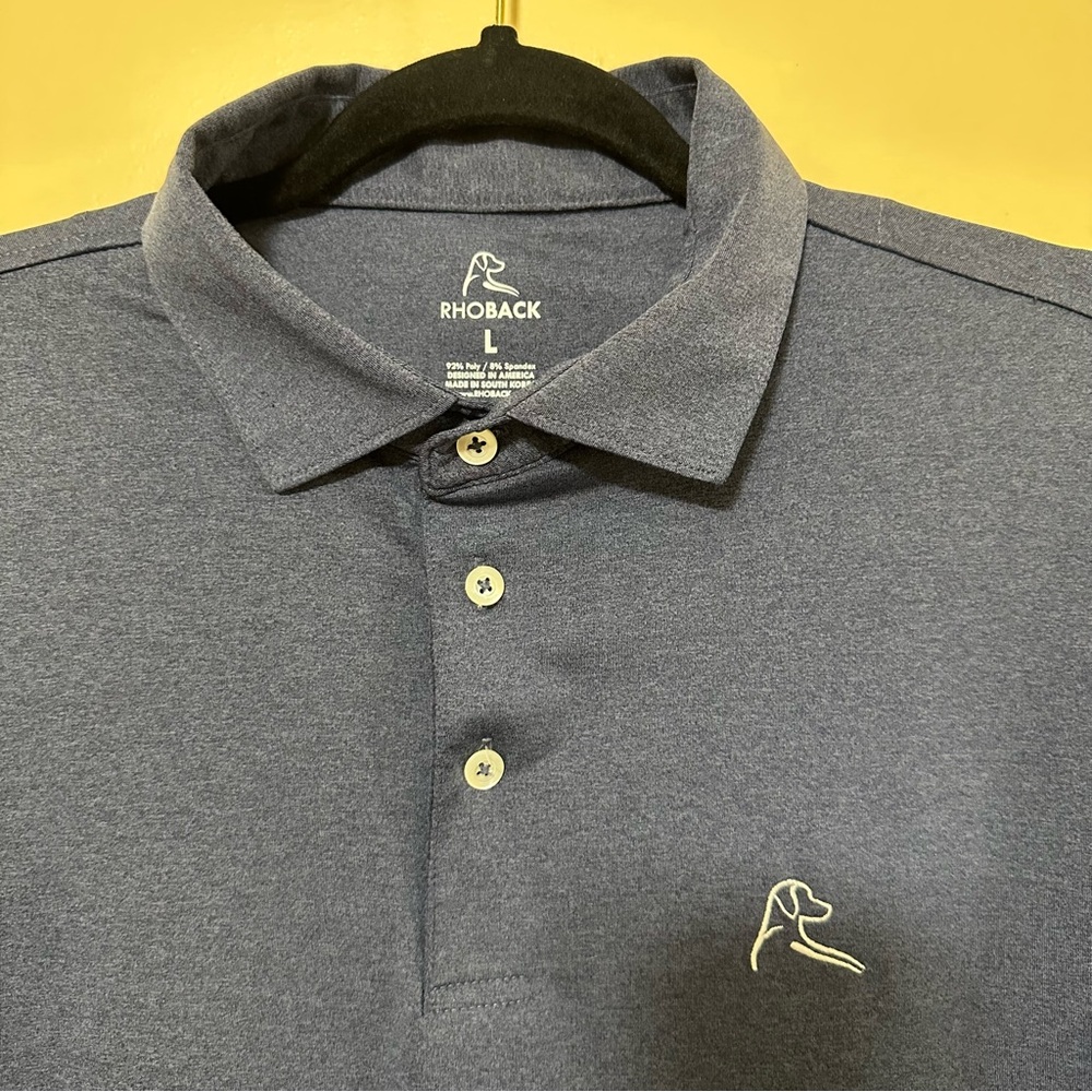 Rhoback Farmington Country Club Performance Golf Polo Men’s L Solid Blue - Picture 6 of 8